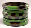 SZ11 Shultz tobacco/medium green checkerboard and dot bangle set